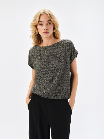 Luźna bluzka z wzorem etno 