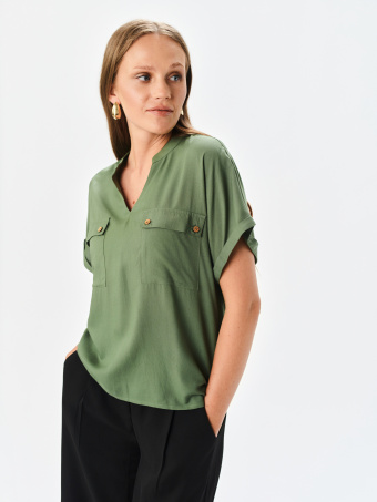 Bluzka z kieszeniami w kolorze oliwkowym 