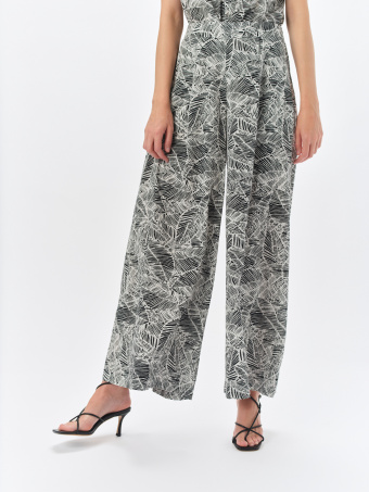 Wzorzyste spodnie z szerokimi nogawkami 