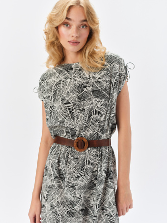 Wiskozowa sukienka z nadrukiem tropic