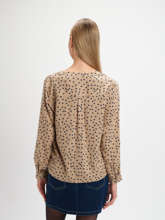 Beżowa bluzka w groszki 