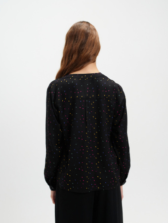 Czarna bluzka w kolorowe groszki 