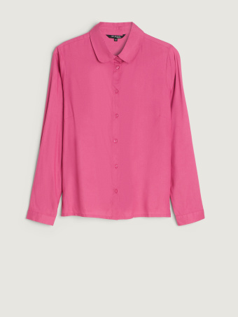 Różowa koszula z zaokrąglonym kołnierzykiem 