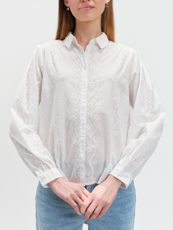 Biała koszula z angielskim haftem 
