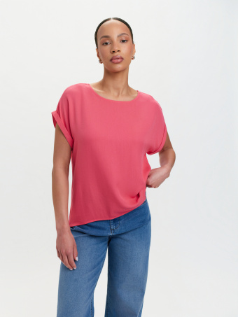 Różowa bluzka z wydłużonym tyłem 