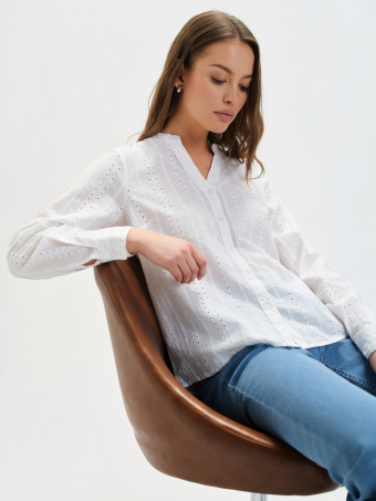 Biała koszula z ażurowym haftem 