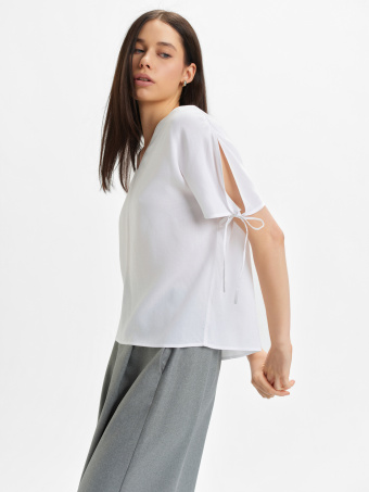 Bluzka z wiązaniem na rękawach 