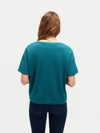 Turkusowa bluza krótki rękaw 