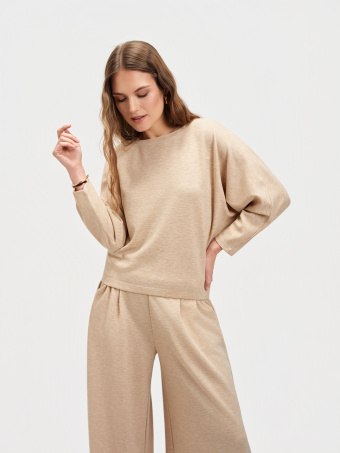 Dzianinowa bluza z rękawem typu nietoperz 