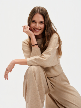 Dzianinowa bluza z rękawem typu nietoperz 