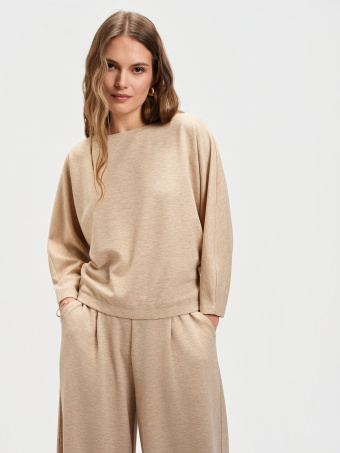 Dzianinowa bluza z rękawem typu nietoperz 