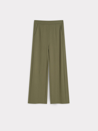 Zielone spodnie z nogawką w kant 