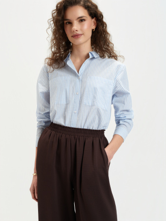 Brązowe spodnie z szeroką nogawką 