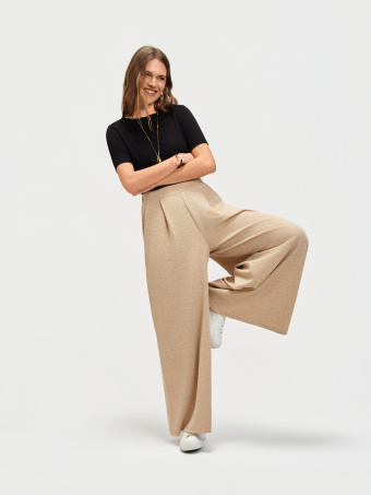 Dzianinowe spodnie z szeroką nogawką 