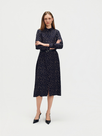 Granatowa sukienka w groszki 
