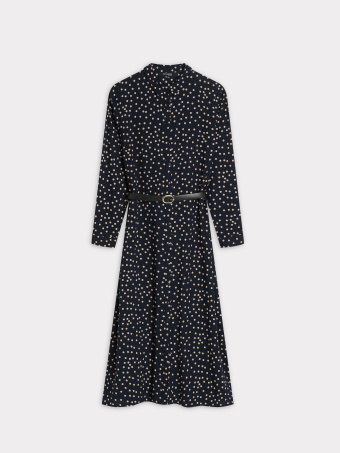 Granatowa sukienka w groszki 