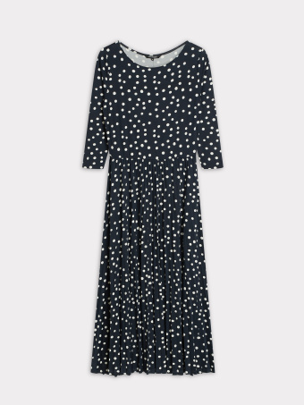 Granatowa sukienka z plisowanym dołem 