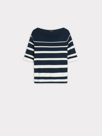 Granatowy sweter w paski 
