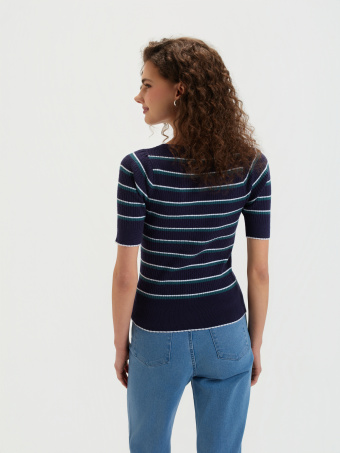 Sweter w paski z krótkim rękawem 