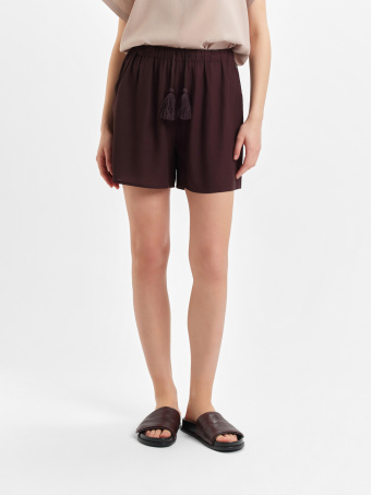 Brązowe wiskozowe szorty 