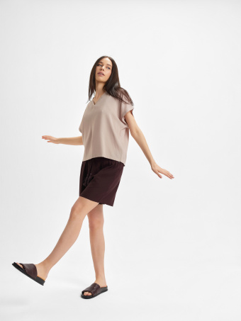 Brązowe wiskozowe szorty 