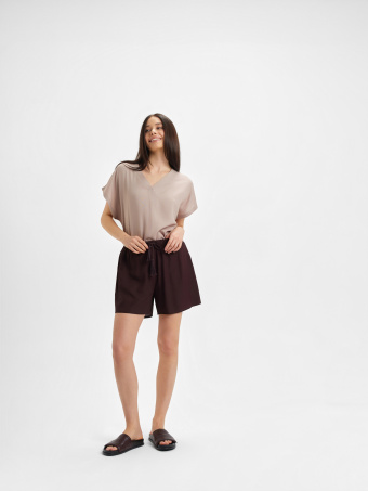 Brązowe wiskozowe szorty 