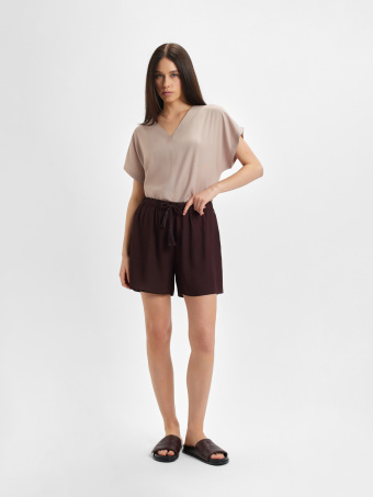 Brązowe wiskozowe szorty 