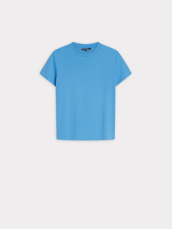 Prążkowany niebieski t-shirt 