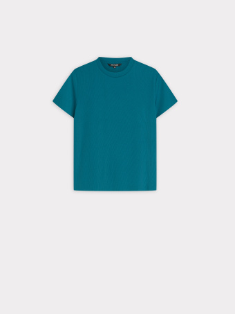 Prążkowany turkusowy t-shirt 