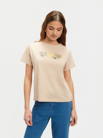 Beżowy top z grafiką 