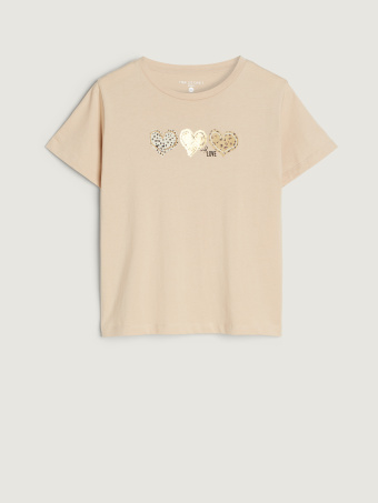 Beżowy top z grafiką 