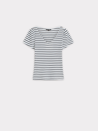 Top w paski z dekoltem w serek 