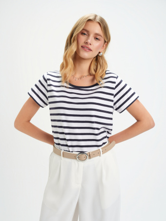 Top w granatowe paski 