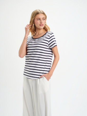 Top w granatowe paski 