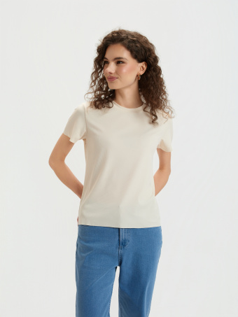 Kremowy top w prążki 