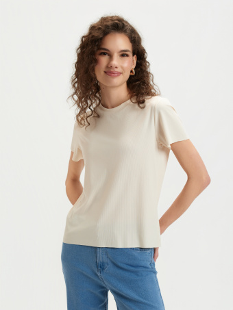 Kremowy top w prążki 