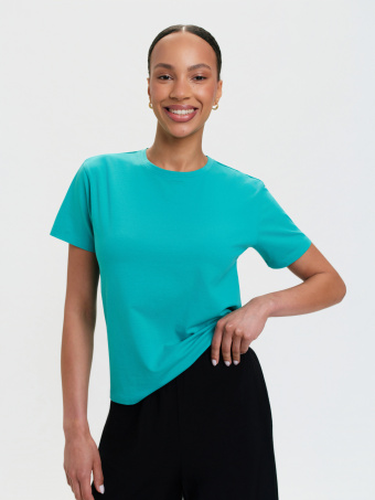 Turkusowy top w prążek 