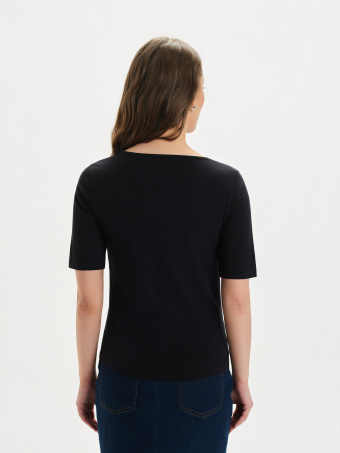 Czarny dopasowany top z dekoltem w serek 