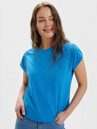 Niebieski top z haftem 