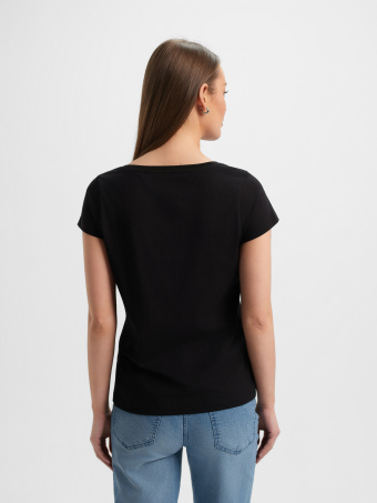 Czarny bawełniany t-shirt z napisem 