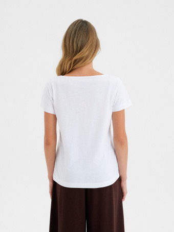 Bawełniany t-shirt z dekoltem v 