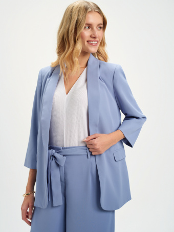 Żakiet z szalowym kołnierzem błękit 