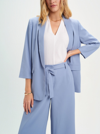 Żakiet z szalowym kołnierzem błękit 