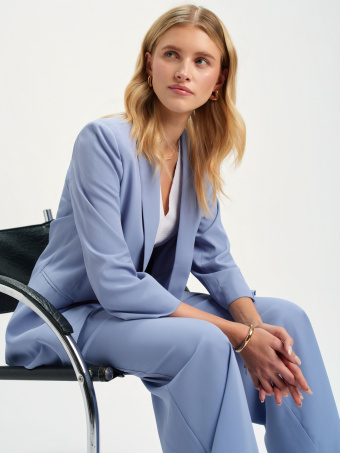 Żakiet z szalowym kołnierzem błękit 