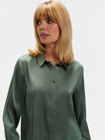 Satynowa koszula oliwkowa  Satynowa koszula oliwkowa