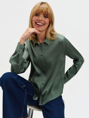 Satynowa koszula oliwkowa  Satynowa koszula oliwkowa
