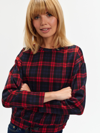 Casualowa bluza w czerwoną kratę 
