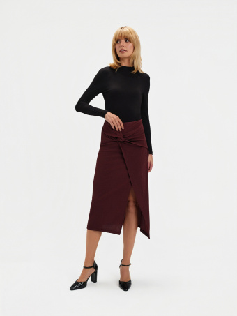 Spódnica z węzłem bordo 