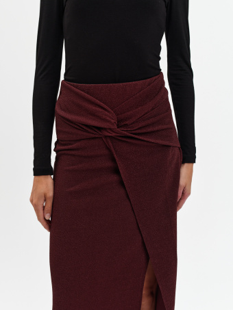 Spódnica z węzłem bordo 