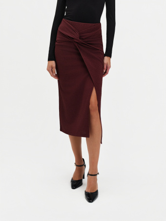 Spódnica z węzłem bordo 